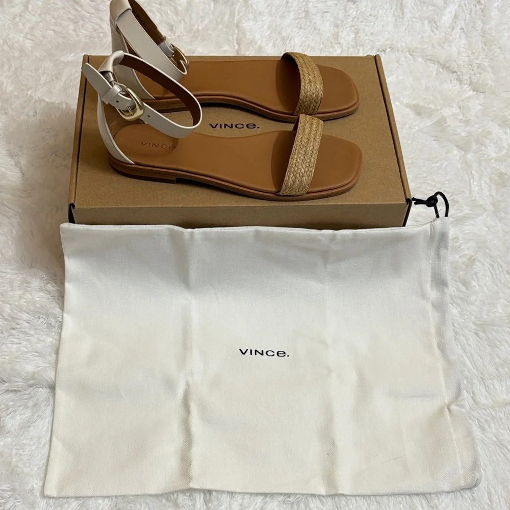 NEW In Box Vince Martina Ankle Strap Sandal In Milk Color Size 6 1/2 M